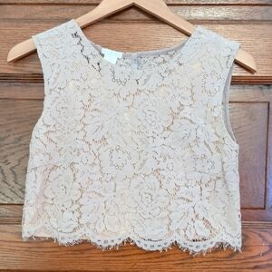 Jenny Yoo Lace Crop Top - Cream